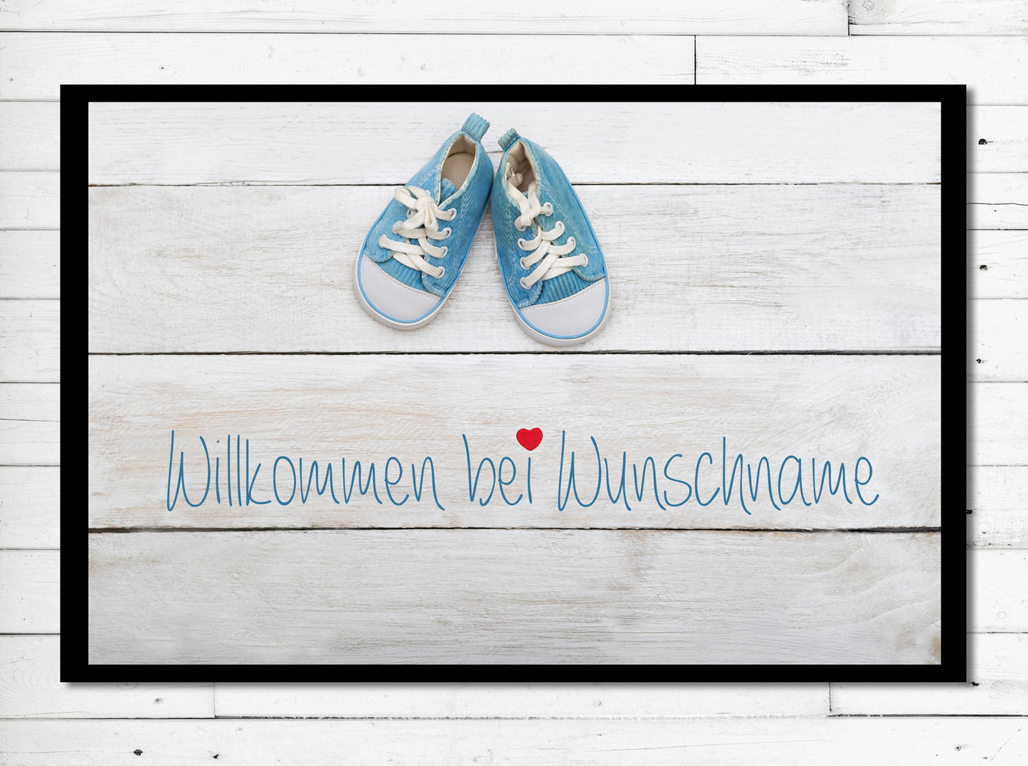 Fußmatte mit Motiv: Babyschuhe (blau)